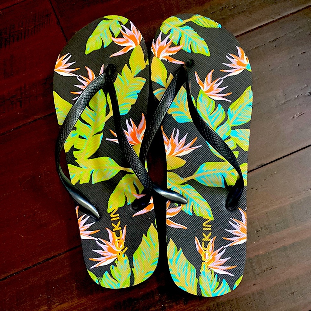 RockIn florally flip flops